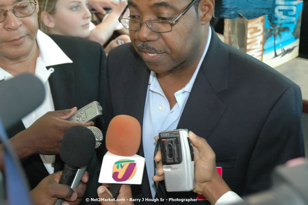 Minister of Tourism, Hon. Edmund Bartlett - Director of Tourism, Basil Smith, and Mayor of Montego Bay, Councillor Charles Sinclair Launch of Winter Tourism Season at Sangster International Airport, Saturday, December 15, 2007 - Sangster International Airport - MBJ Airports Limited, Montego Bay, Jamaica W.I. - Photographs by Net2Market.com - Barry J. Hough Sr, Photographer - Negril Travel Guide, Negril Jamaica WI - http://www.negriltravelguide.com - info@negriltravelguide.com...!