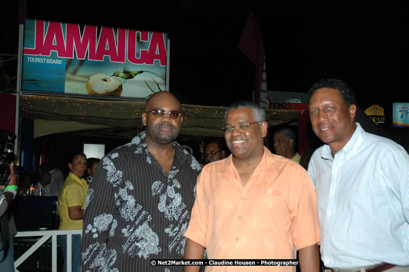 The Hon. Orette Bruce Goldwin, M.P., Prime Minister of Jamaica, Minister of Tourism, Hon. Edmund Bartlett, and Director of Tourism, Basil Smith at the Air Jamaica Jazz and Blues Festival 2008 The Art of Music - Ridday, January 25, 2008 - Air Jamaica Jazz & Blues 2008 The Art of Music venue at the Aqaueduct on Rose Hall Resort & Counrty Club, Montego Bay, St. James, Jamaica W.I. - Thursday, January 24 - Saturday, January 26, 2008 - Photographs by Net2Market.com - Claudine Housen & Barry J. Hough Sr, Photographers - Negril Travel Guide, Negril Jamaica WI - http://www.negriltravelguide.com - info@negriltravelguide.com...!