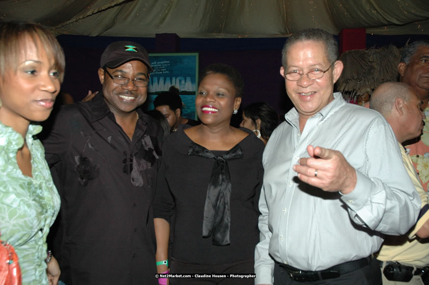 The Hon. Orette Bruce Goldwin, M.P., Prime Minister of Jamaica, Minister of Tourism, Hon. Edmund Bartlett, and Director of Tourism, Basil Smith at the Air Jamaica Jazz and Blues Festival 2008 The Art of Music - Thrusday, January 24, 2008 - Air Jamaica Jazz & Blues 2008 The Art of Music venue at the Aqaueduct on Rose Hall Resort & Counrty Club, Montego Bay, St. James, Jamaica W.I. - Thursday, January 24 - Saturday, January 26, 2008 - Photographs by Net2Market.com - Claudine Housen & Barry J. Hough Sr, Photographers - Negril Travel Guide, Negril Jamaica WI - http://www.negriltravelguide.com - info@negriltravelguide.com...!