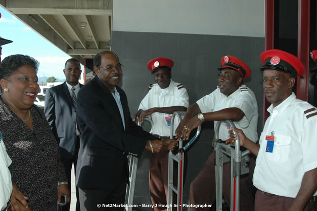 Minister of Tourism, Hon. Edmund Bartlett - Director of Tourism, Basil Smith, and Mayor of Montego Bay, Councilor Charles Sinclair Launch of Winter Tourism Season at Sangster International Airport, Saturday, December 15, 2007 - Sangster International Airport - MBJ Airports Limited, Montego Bay, Jamaica W.I. - Photographs by Net2Market.com - Barry J. Hough Sr, Photographer - Negril Travel Guide, Negril Jamaica WI - http://www.negriltravelguide.com - info@negriltravelguide.com...!