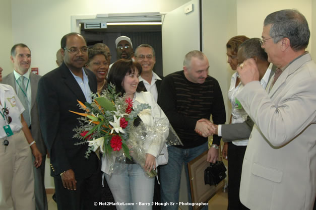 Minister of Tourism, Hon. Edmund Bartlett - Director of Tourism, Basil Smith, and Mayor of Montego Bay, Councillor Charles Sinclair Launch of Winter Tourism Season at Sangster International Airport, Saturday, December 15, 2007 - Sangster International Airport - MBJ Airports Limited, Montego Bay, Jamaica W.I. - Photographs by Net2Market.com - Barry J. Hough Sr, Photographer - Negril Travel Guide, Negril Jamaica WI - http://www.negriltravelguide.com - info@negriltravelguide.com...!