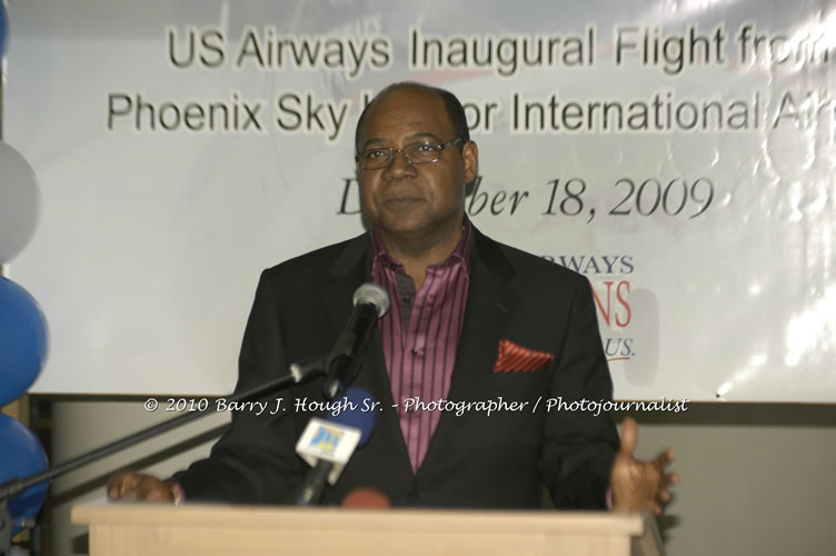 US Airways Inaugurtes New Service from Phoenix Sky Harbor International Airport to Sangster International Airport, Friday, December 18, 2009, Sangster International Airport, Montego Bay, St. James, Jamaica W.I. - Photographs by Net2Market.com - Barry J. Hough Sr, Photographer/Photojournalist - The Negril Travel Guide - Negril's and Jamaica's Number One Concert Photography Web Site with over 40,000 Jamaican Concert photographs Published -  Negril Travel Guide, Negril Jamaica WI - http://www.negriltravelguide.com - info@negriltravelguide.com...!