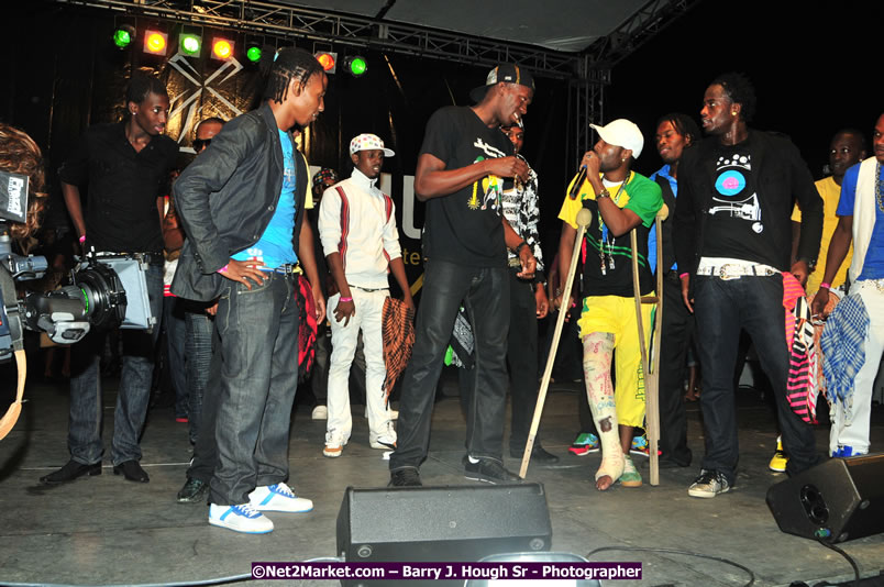 Usain Bolt of Jamaica - The Fastest Man In The World  - Usain Bolt Homecoming Celebrations Concert at the William Knibb High School Play Field, Trelawny - Ice, Ding Dong, Ravers Clavers, D'Angel, Voicemail, RDX and Dancers, Wayne Marshall, Tammi Chynn, Bugle, Nero, Tanya Stephens, Richie Spice, Kip Rich,and Shaggy - Photographs by Net2Market.com - Barry J. Hough Sr. Photojournalist/Photograper - Photographs taken with a Nikon D300 - Negril Travel Guide, Negril Jamaica WI - http://www.negriltravelguide.com - info@negriltravelguide.com...!