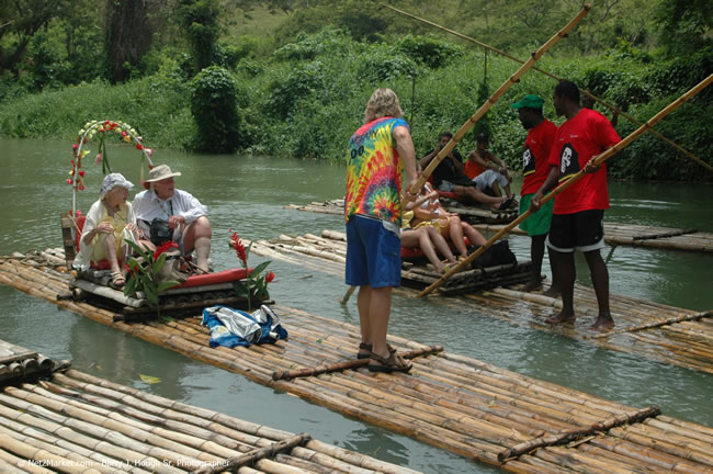 Rafting on the Martha Brae - Virgin Atlantic Inaugural Flight To Montego Bay, Jamaica Photos - Sir Richard Bronson, President & Family, and 450 Passengers - Rafting on the Martha Brae - Tuesday, July 4, 2006 - Negril Travel Guide, Negril Jamaica WI - http://www.negriltravelguide.com - info@negriltravelguide.com...!